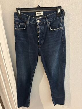 Agolde Riley High Rise straight crop with raw hem